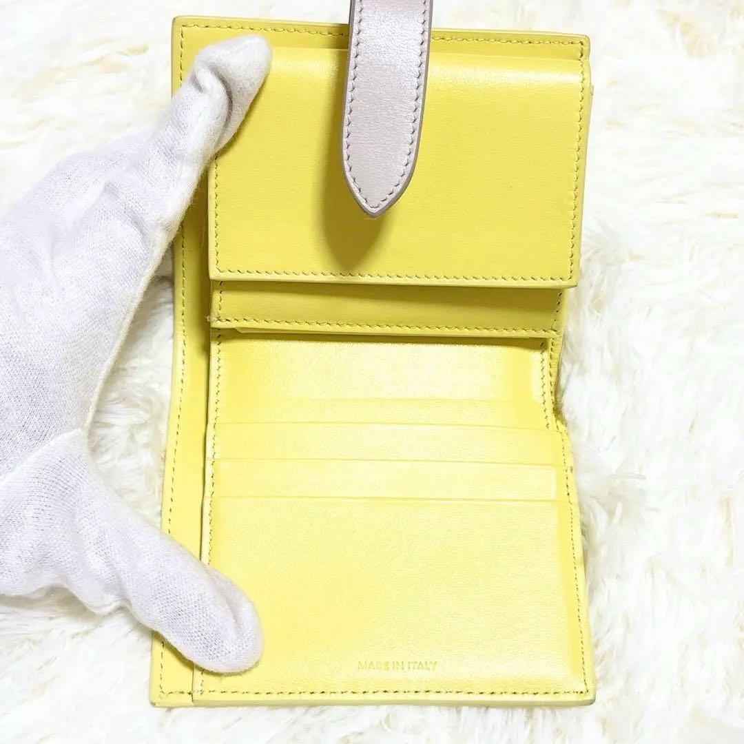 極美品✨️CELINE 二つ折り財布 イエロー スモールストラップウォレット