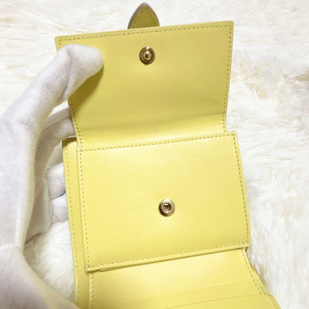 極美品✨️CELINE 二つ折り財布 イエロー スモールストラップウォレット