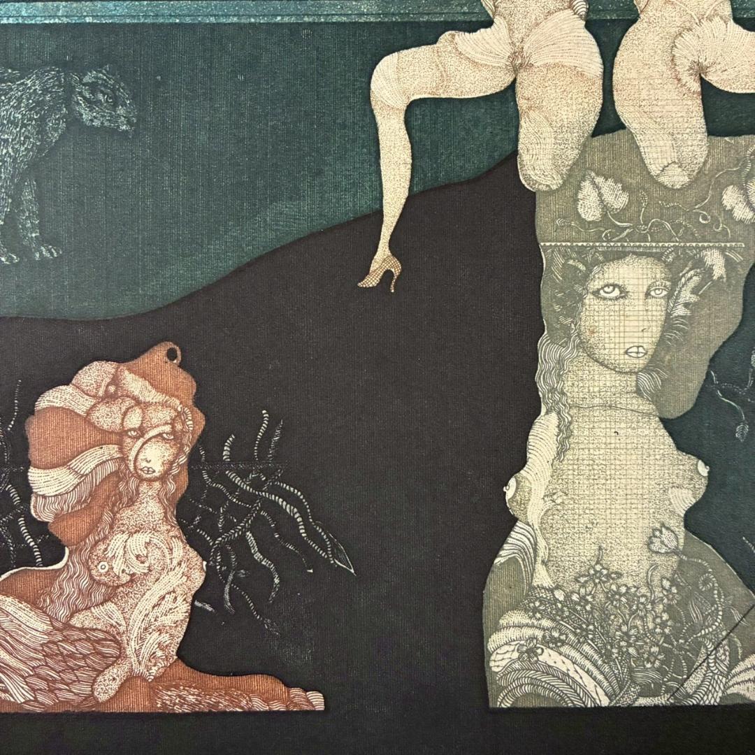 山下清澄「Nymphe-1」アクアチント 1975年作 直筆サイン入り 額縁入り