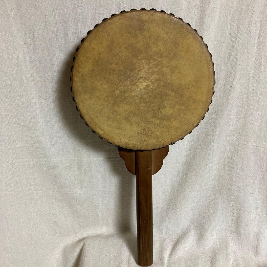 片手 太鼓 レトロ うちわ太鼓 両面たいこ