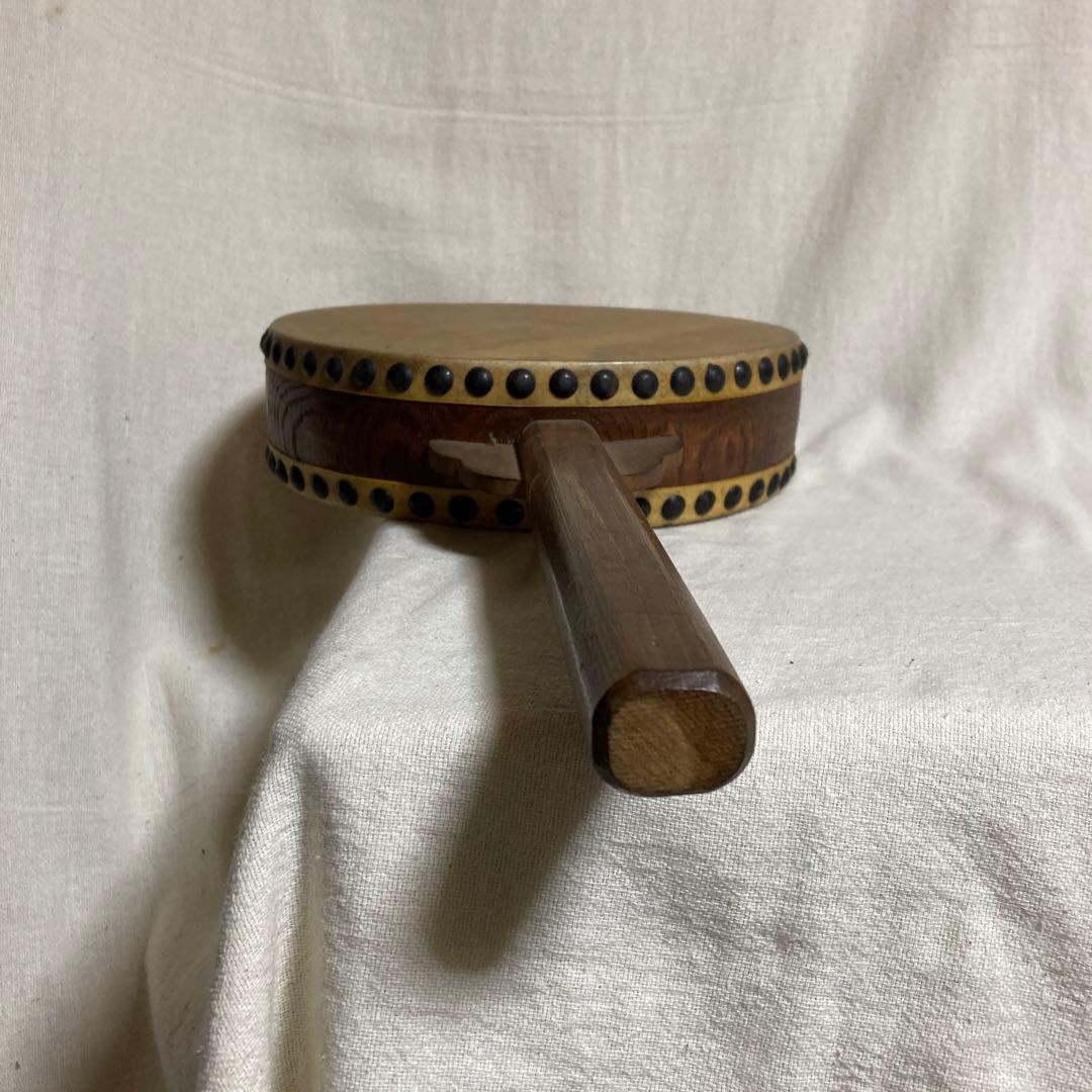 片手 太鼓 レトロ うちわ太鼓 両面たいこ