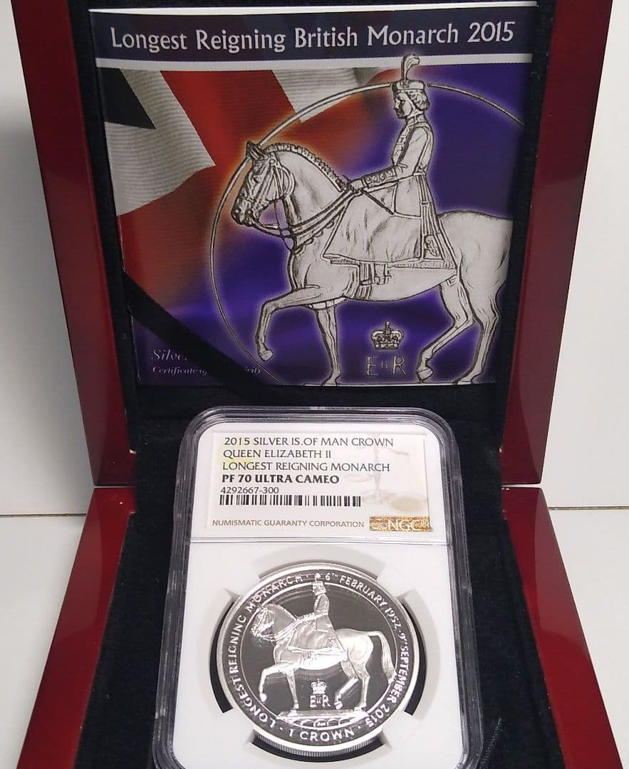 2015 マン島エリザベス女王在位最長記念プルーフ銀貨 NGC PF70UC②