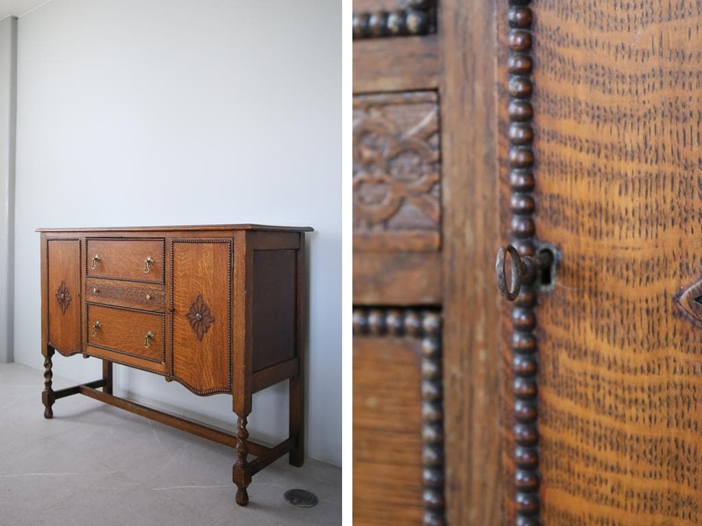 英国アンティーク木製サイドボード/キャビネット机テーブル/チェスト(91-149