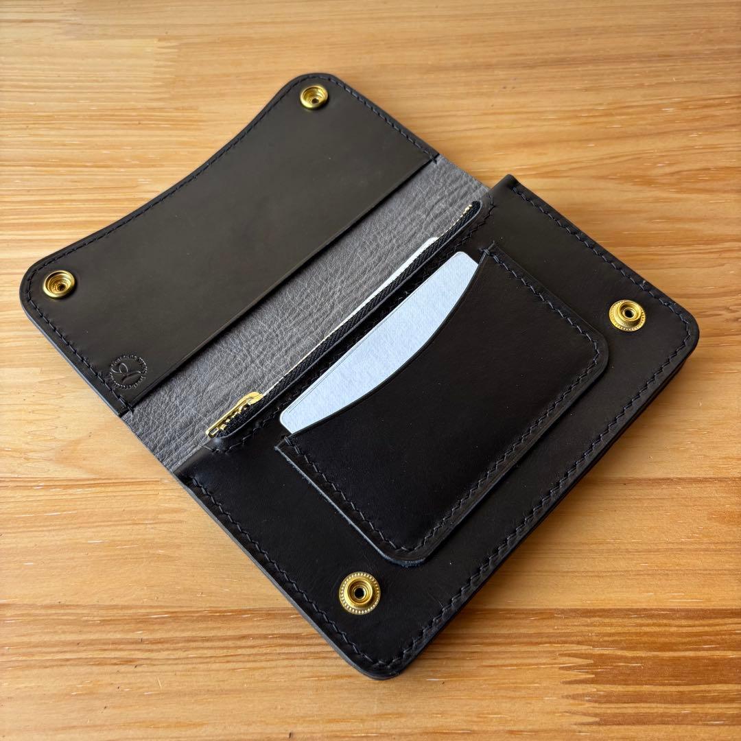 【ブラック&クロコダイル】ミドルトラッカーウォレット イタリアンレザー　②2