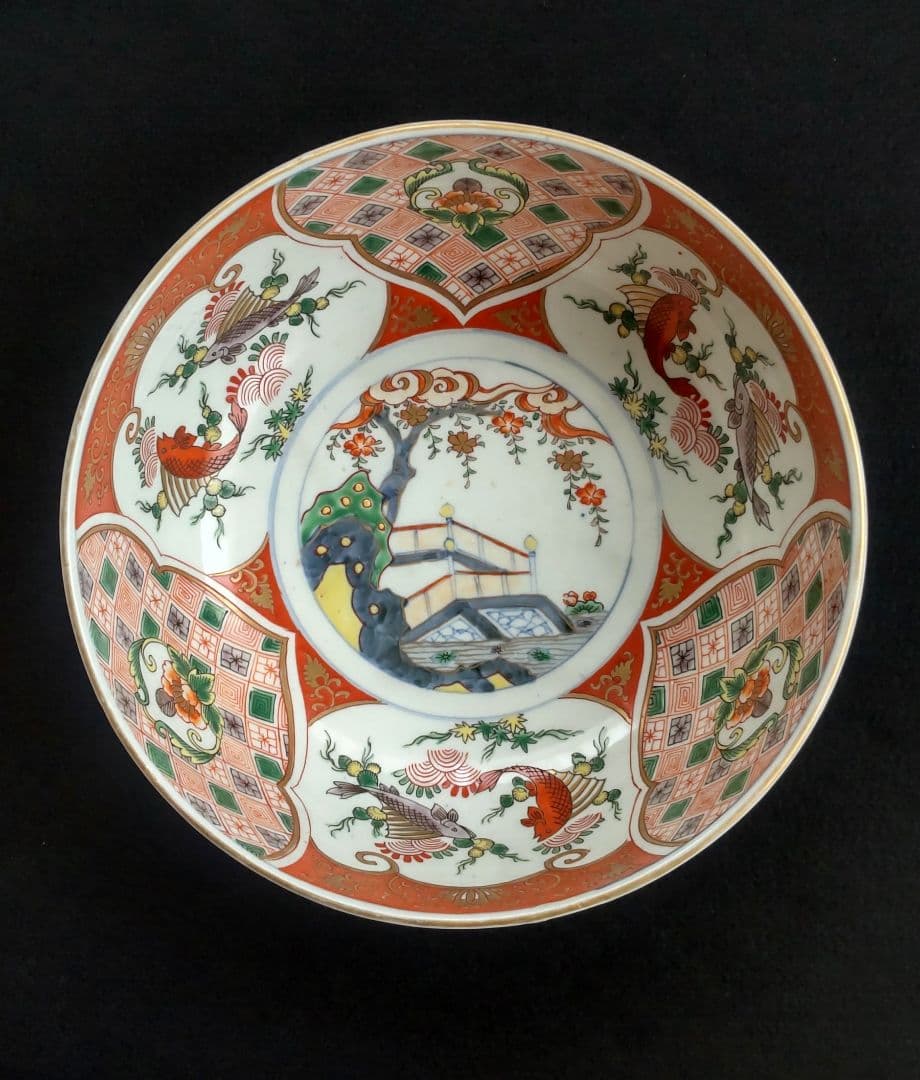 古伊万里　色絵　大鉢　鮎