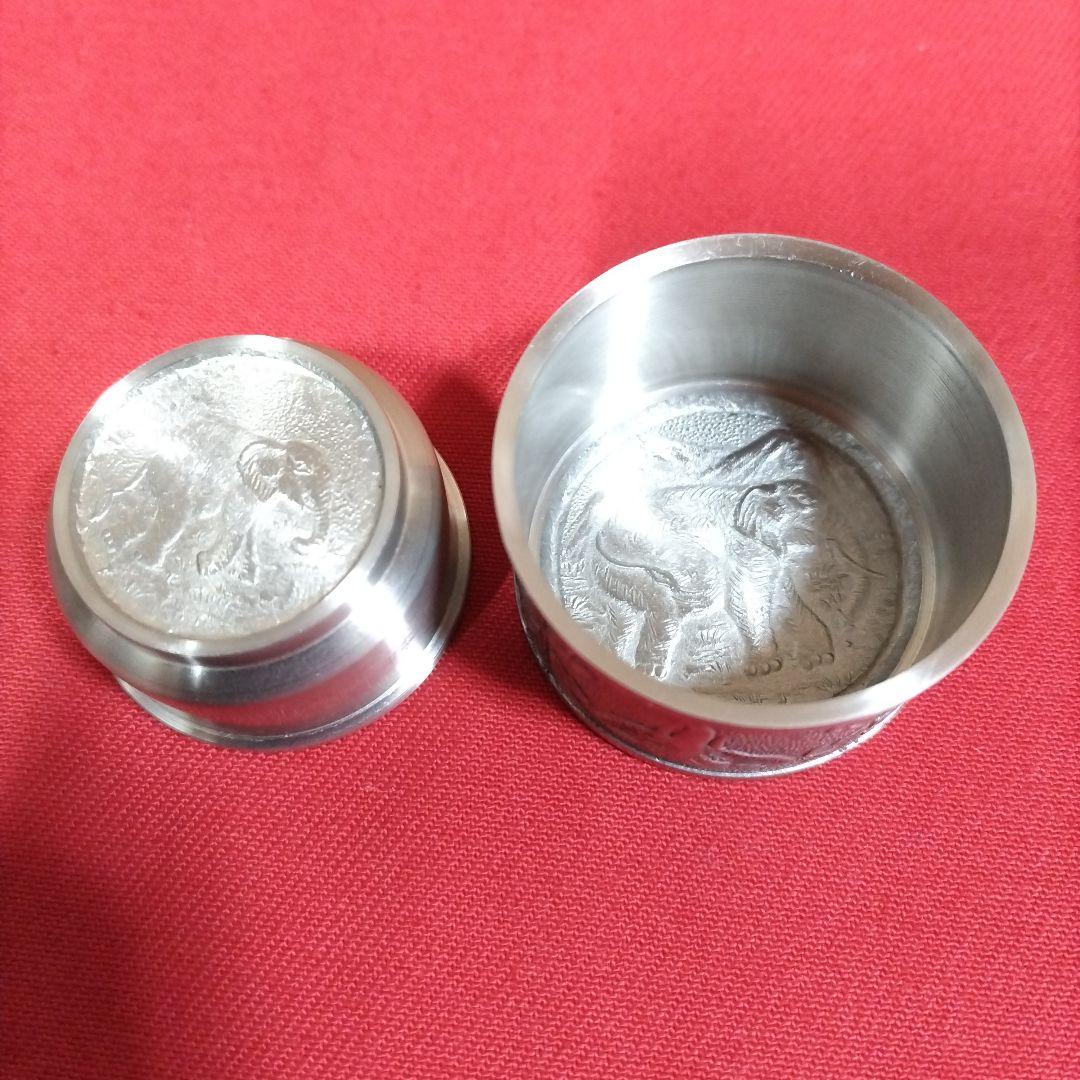象の絵づくしの錫の茶入 茶心壺 煎茶道具 紅茶 烏龍茶