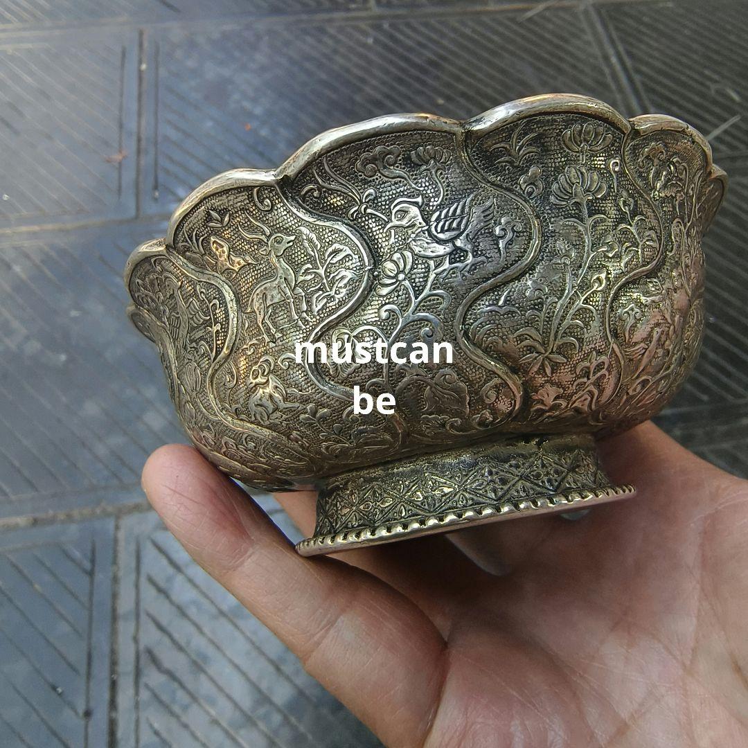 銅碗 大唐貞観鴛鴦鴻雁干支神獣蓮花招財碗 装飾品 現代工芸品 美術品 置物