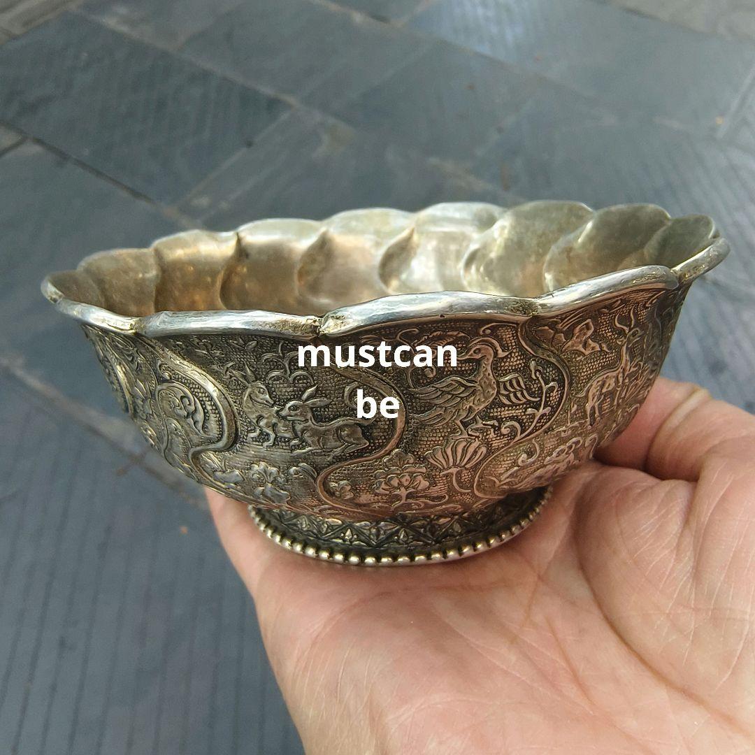 銅碗 大唐貞観鴛鴦鴻雁干支神獣蓮花招財碗 装飾品 現代工芸品 美術品 置物