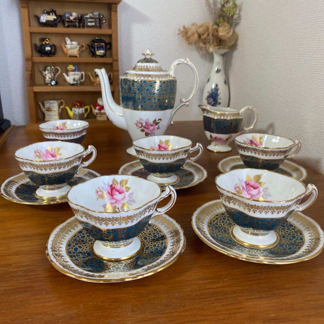 ハマースレイ ピンクローズ　ピーコック　金彩　4人用　コーヒーセット