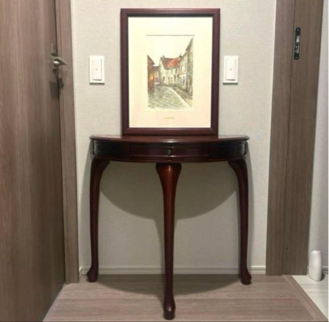 ☆高級家具☆木製ダークブラウン コンソールテーブル引き出し付