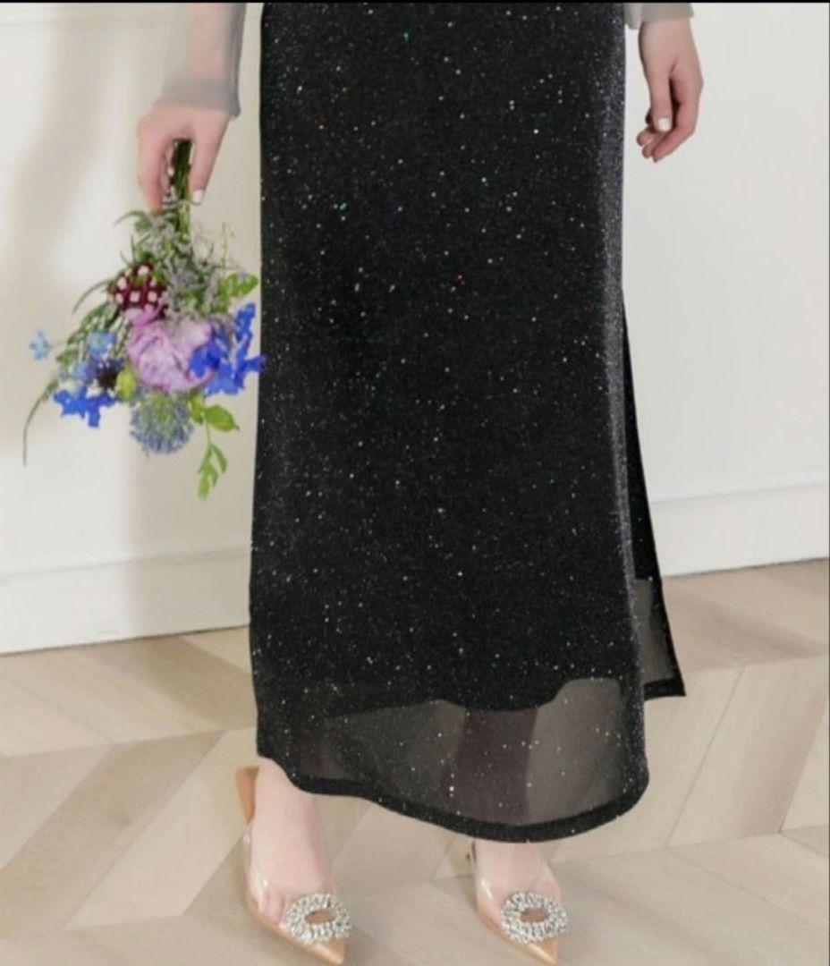 Lejaレースラメ スリットロングワンピース