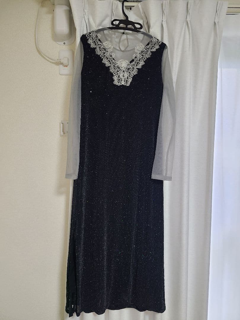 Lejaレースラメ スリットロングワンピース