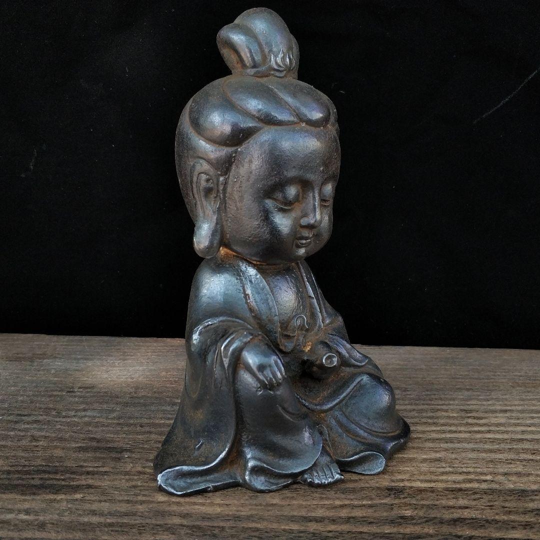 鉄器 鉄仏 仏教美術 Q版観音菩薩小仏像 工芸品 美術品 置物