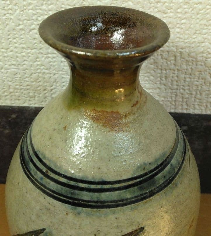 人間国宝 金城次郎 海老魚紋徳利 栞 共箱 美品 壺屋焼 壷屋焼 笑魚 やちむん