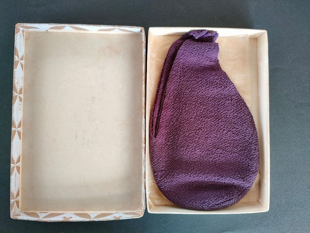 ●【茶道具】古裂 大津袋 紫系 無地｜仕覆・数寄屋袋｜箱付 美品