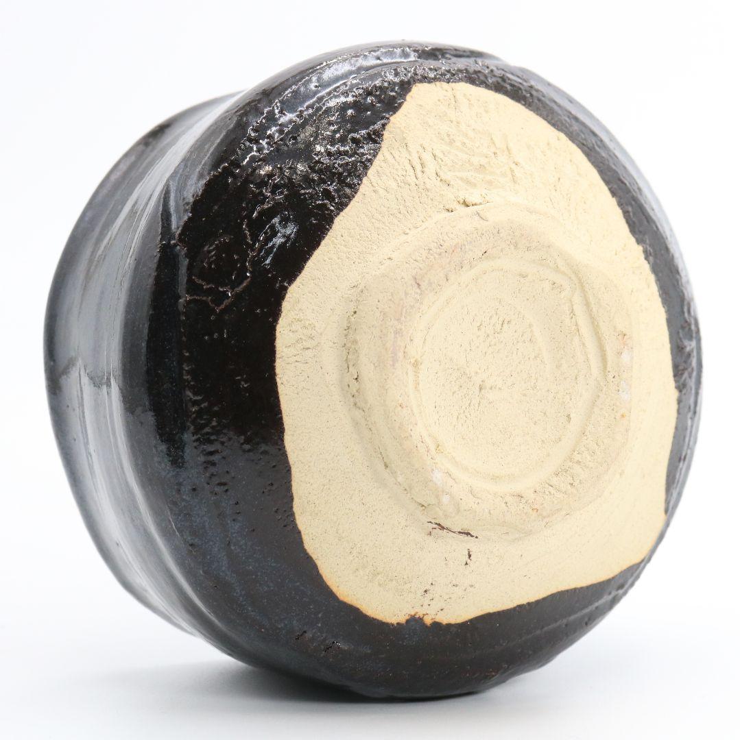 楠部彌弌作 瀬戸黒茶碗 共箱 茶道具　DR211　1FP8