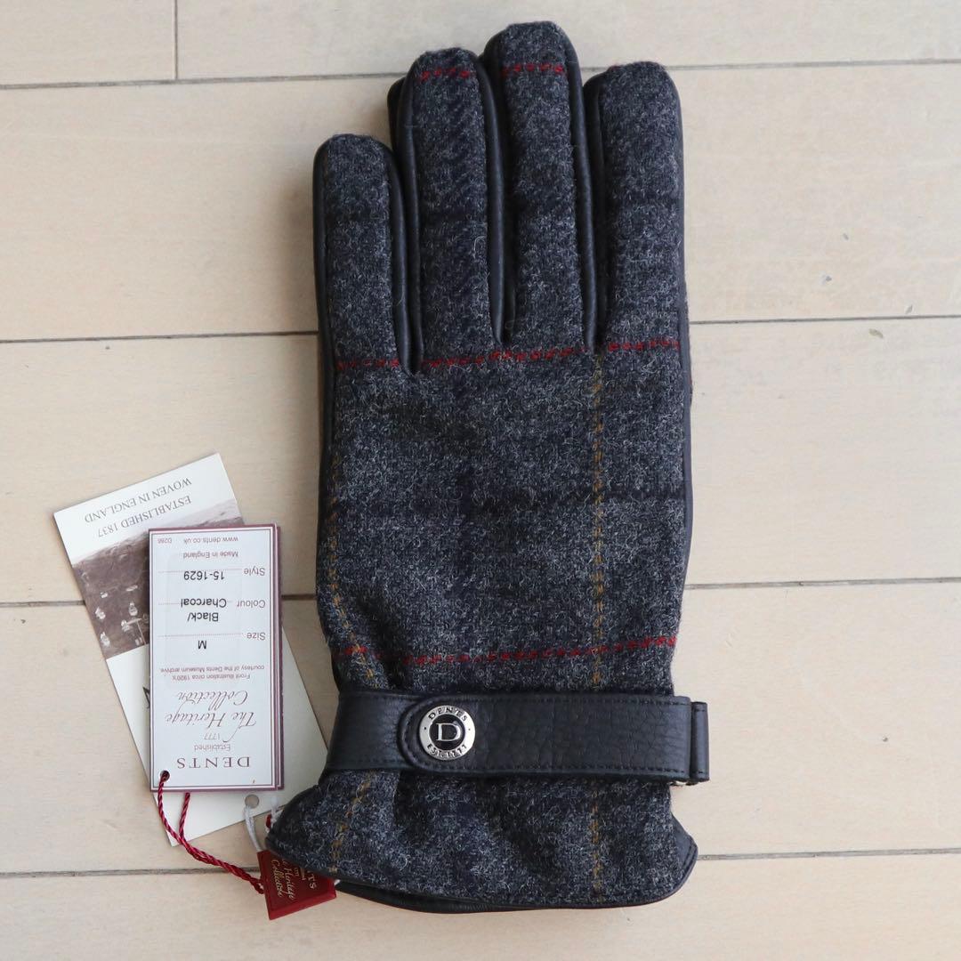新品 DENTS Moon Tweed x Deer skin 手袋 M
