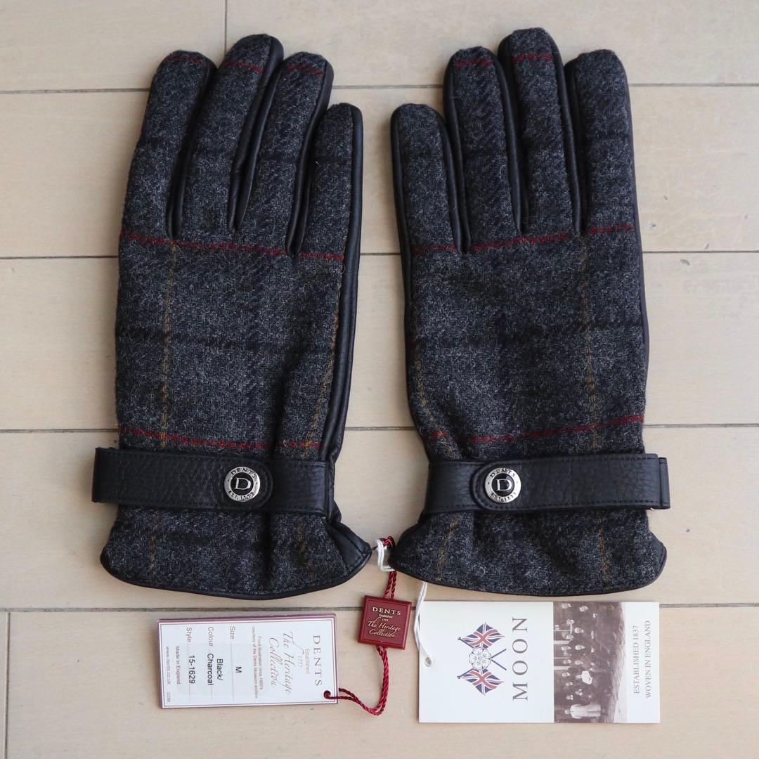 新品 DENTS Moon Tweed x Deer skin 手袋 M
