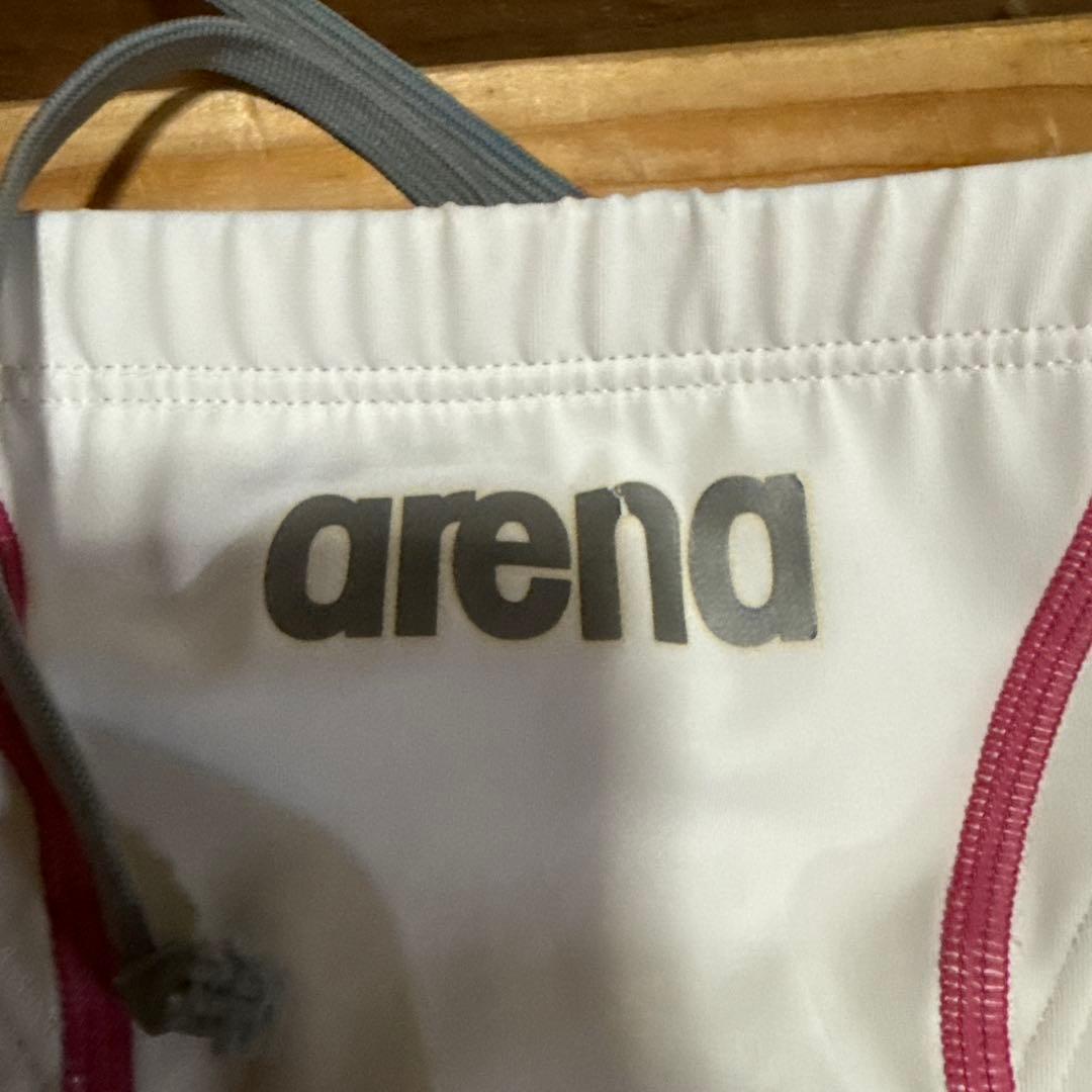 arena ホワイト競泳水着 ピンクストライプ