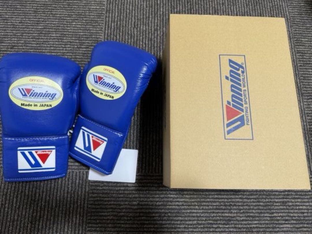 〔ウイニング〕Winningプロ試合用ボクシンググローブ紐式 8oz ブルー
