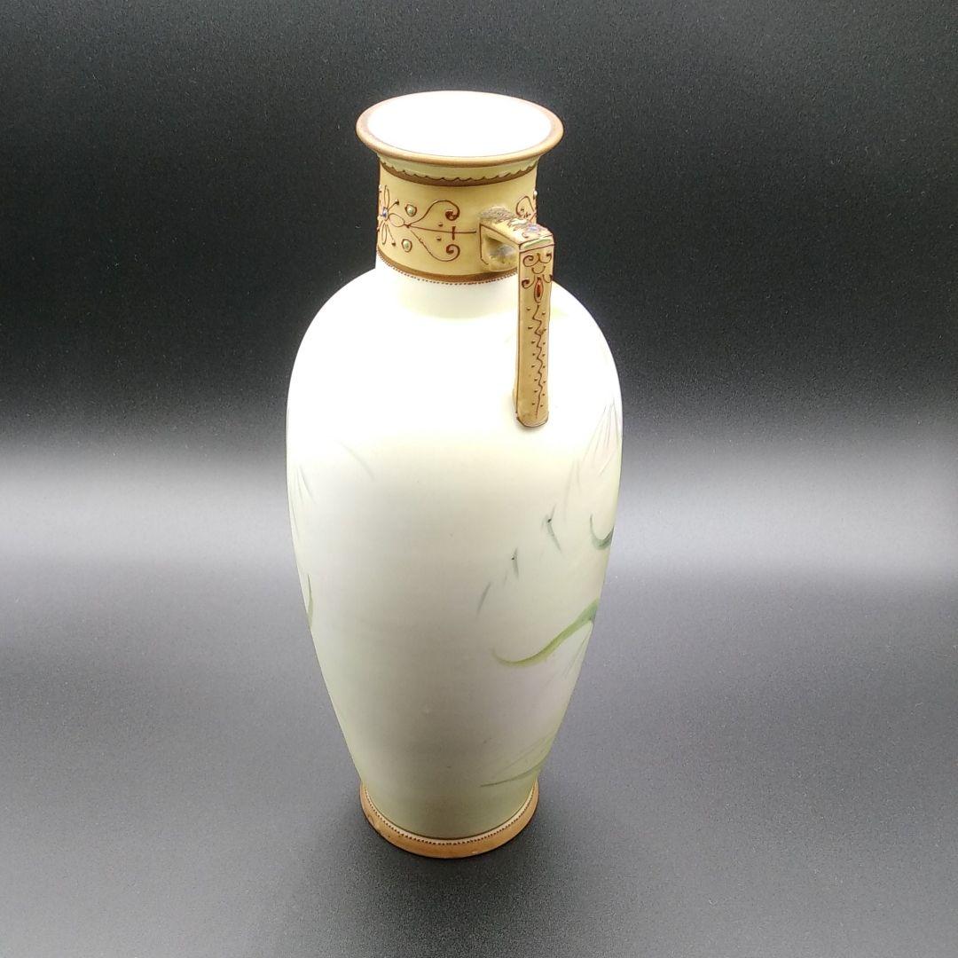 オールドノリタケ 百合 絵 エナメル ジュール 花瓶