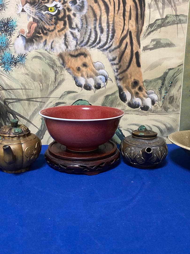 清朝　中国美術　辰砂　碗　茶道具　置物　本物