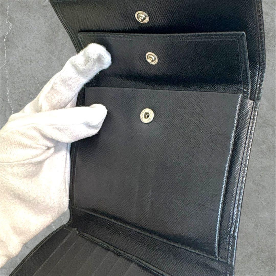 極美品‼️ PRADA プラダ 三つ折り財布 サフィアーノ ブラック 黒