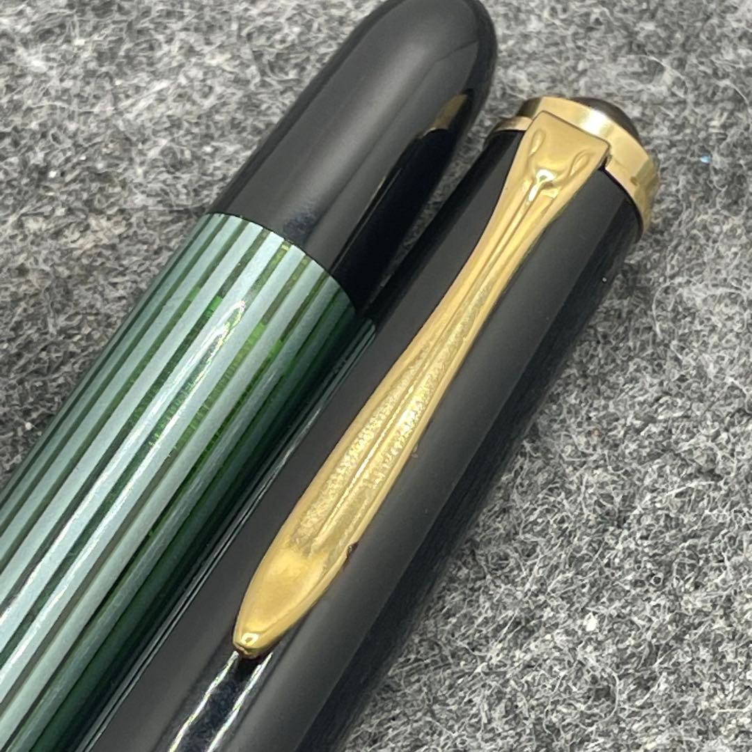 PE699□ペリカン 400nn m&k 緑縞 万年筆 吸入式