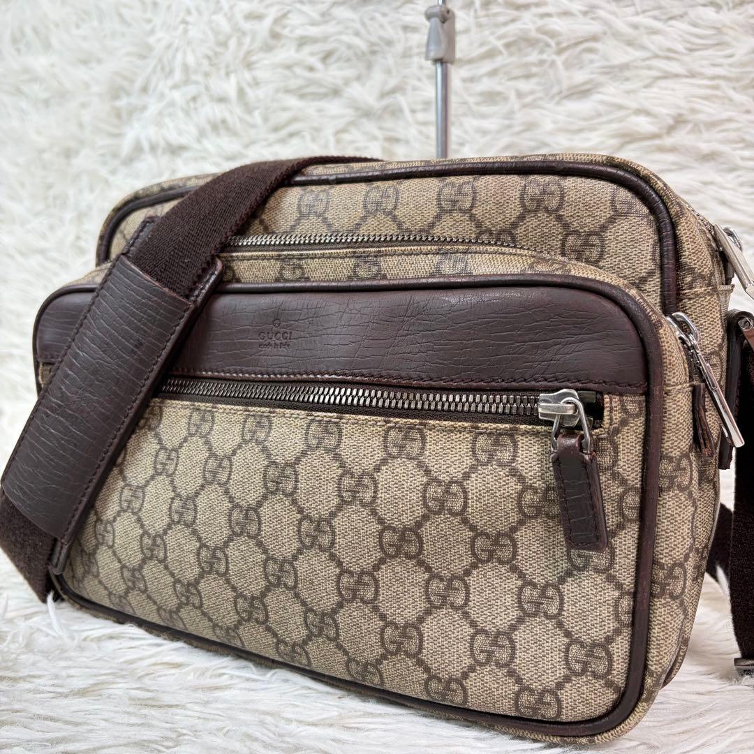 美品✨GUCCI グッチ GGスプリーム ショルダーバッグ PVC×レザー