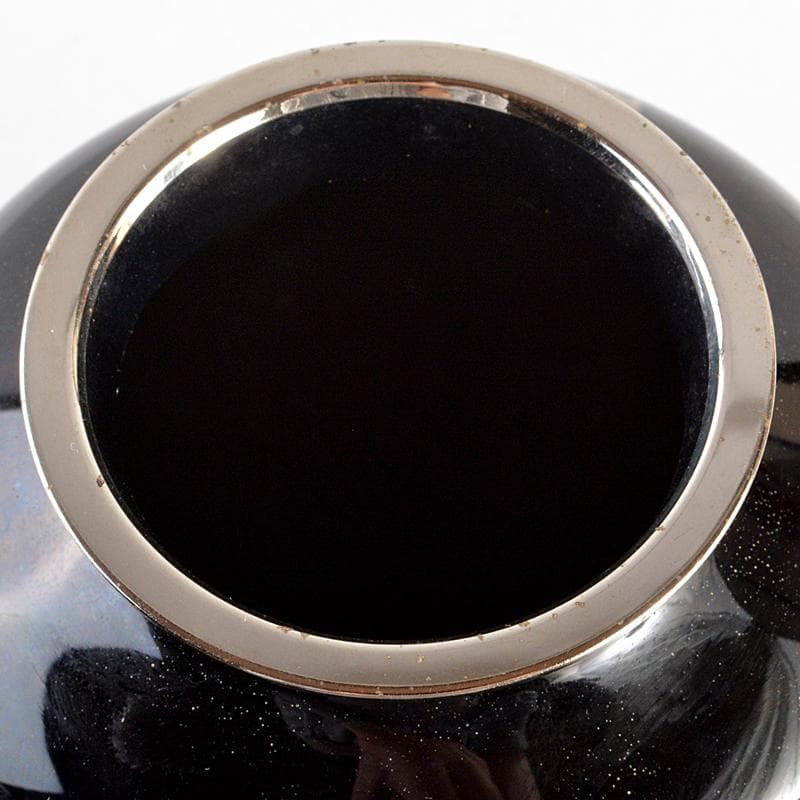 七宝焼　鳥桜文瓶　唐木台付　桐箱付　D　R5643