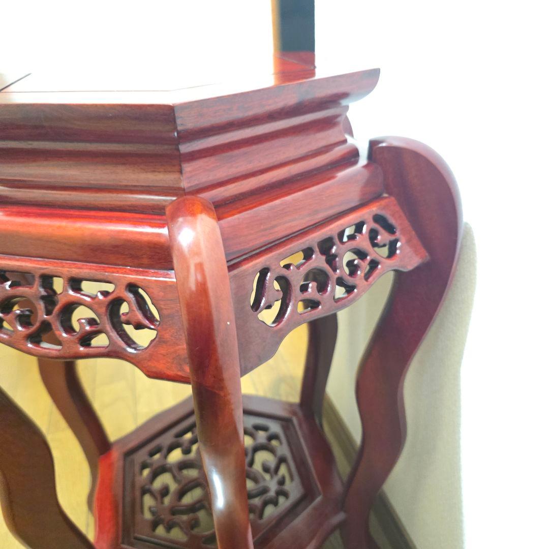 107【アンティーク】花梨 李朝様式 花台 盆栽卓 高卓 飾り台 猫足【匿名配送