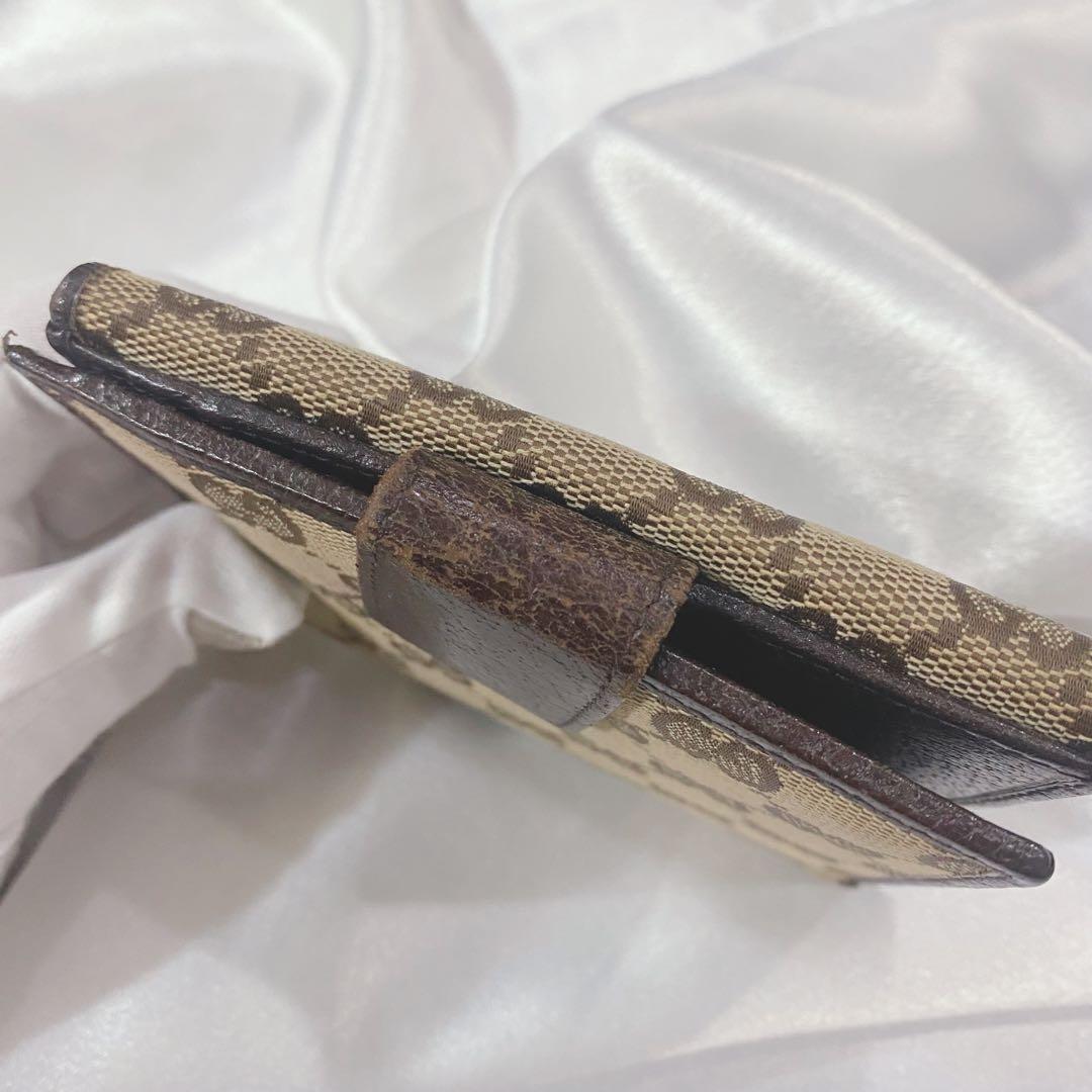 【GUCCI】二つ折り財布／GGキャンバス／ベージュ&ブラウン