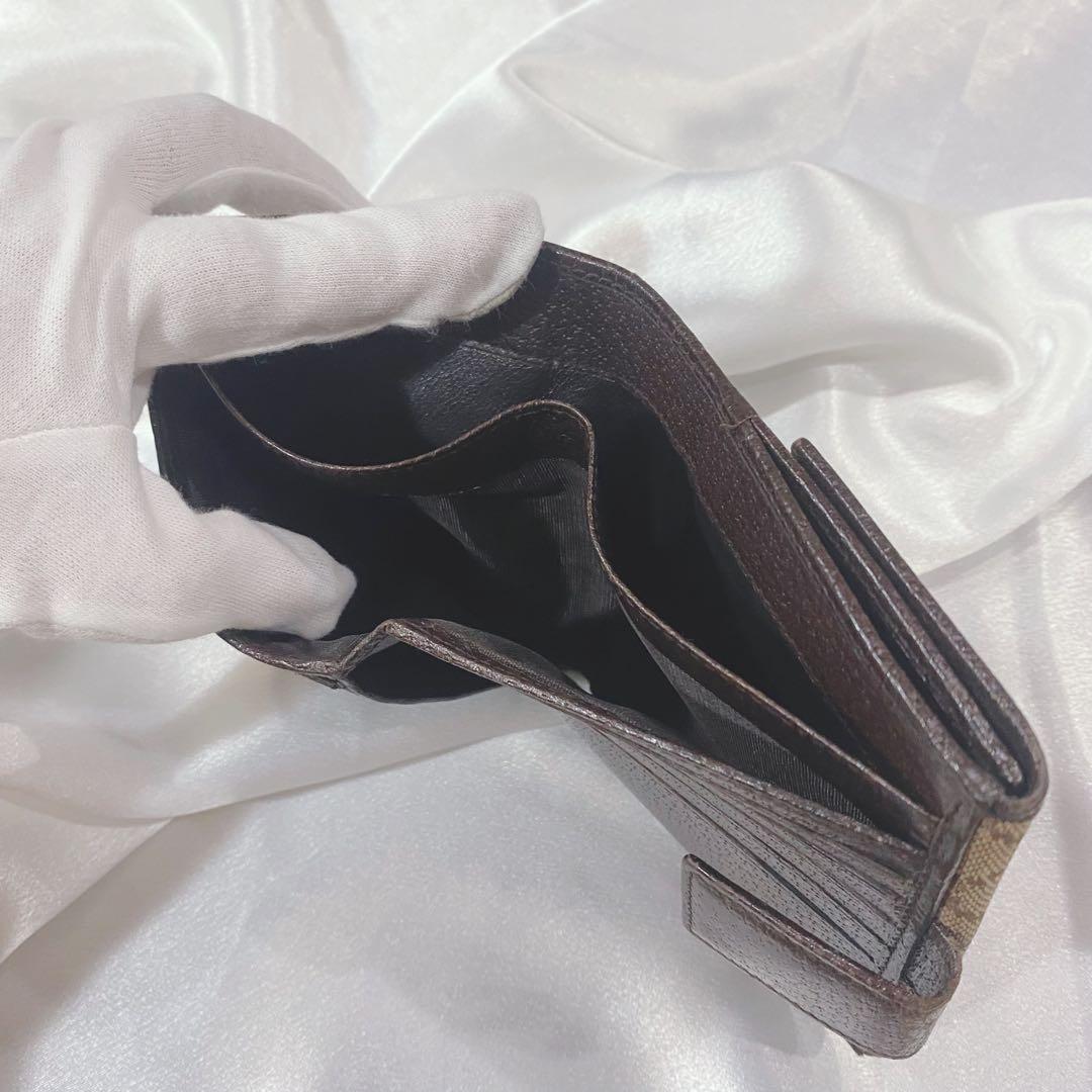 【GUCCI】二つ折り財布／GGキャンバス／ベージュ&ブラウン