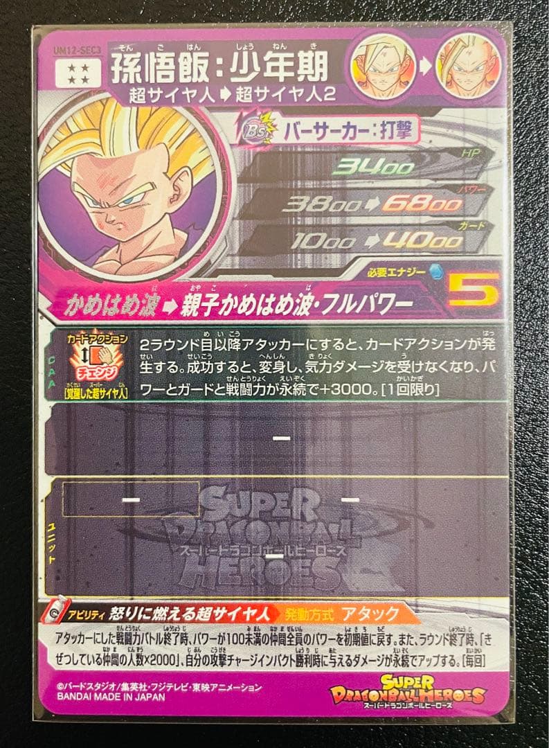 スーパードラゴンボールヒーローズUM12-SEC3孫悟飯少年期