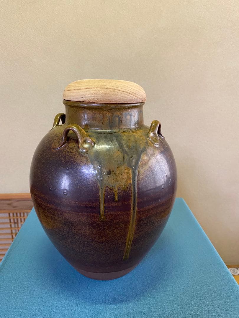 【本日限定】茶道具/市野克作 丹波焼 飾り壺 茶壺 飾網紐 口切茶事 炉開き共箱