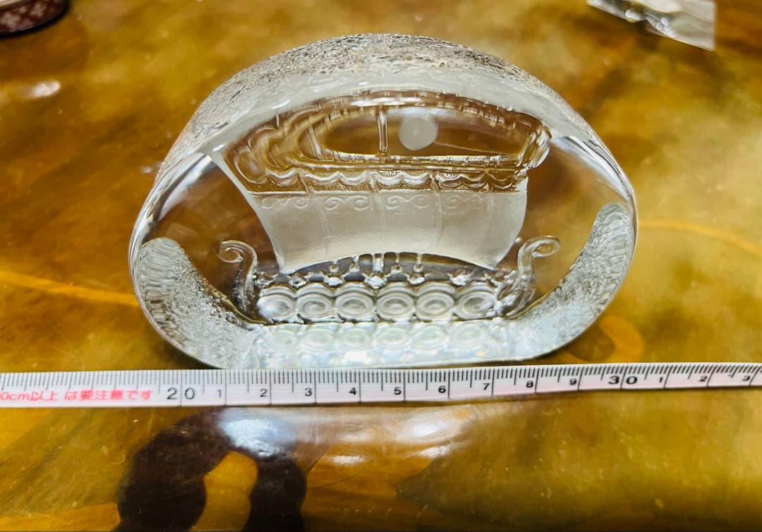 ガラス 船の彫刻　MATTS JONASSON SWEDEN