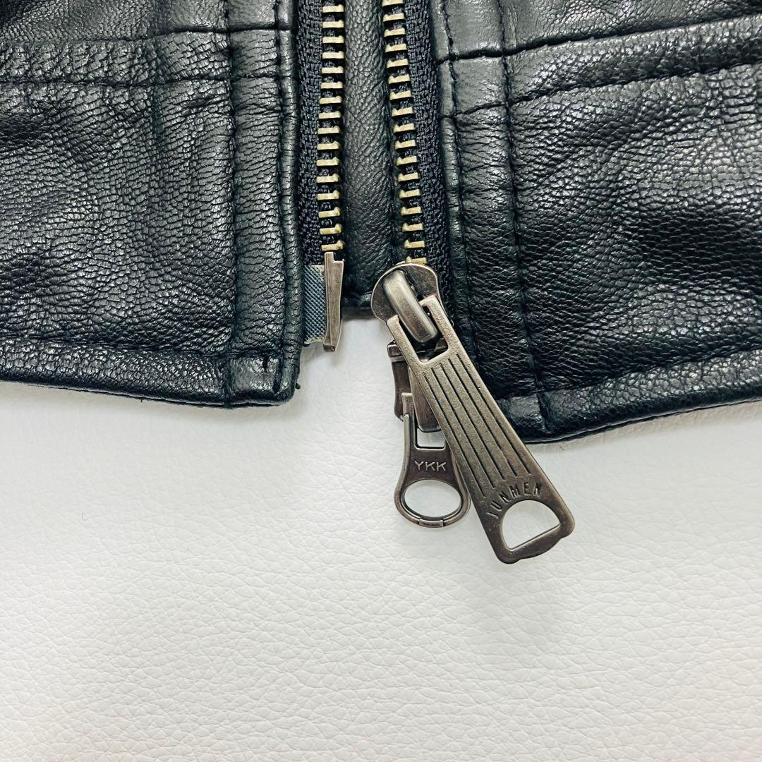 【希少サイズ】　JUNMEN シングルライダースジャケット　山羊革　本革　ベルト