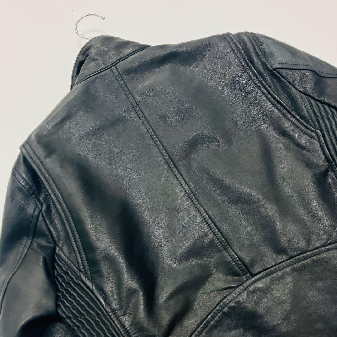 【希少サイズ】　JUNMEN シングルライダースジャケット　山羊革　本革　ベルト
