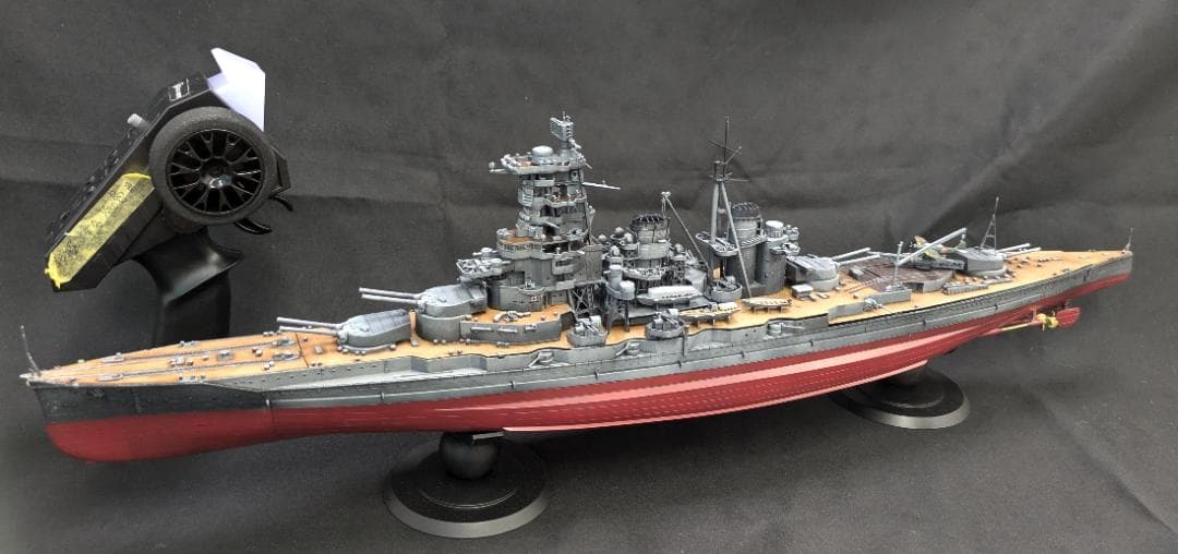 フジミ製・高速戦艦榛名1/350　RC改（防水アンプ、プロポ、受信機付属）