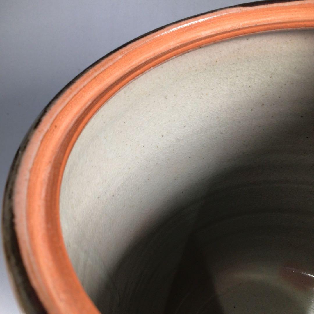 Ｎ７２３　水指　『菰山窯　宮田豊造』『金彩秋草文』『一重口水指』　共箱　茶道具