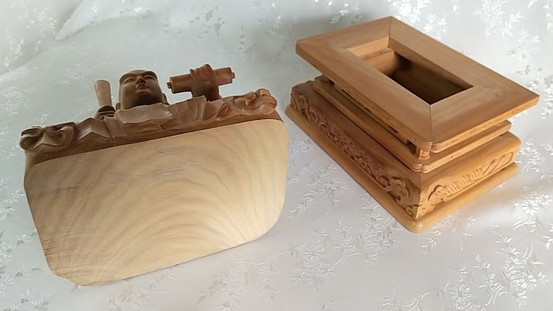 日蓮聖人坐像 3.5寸 #073 ◆白檀 木彫 仏像