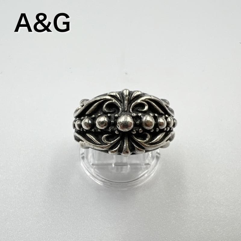 A&G リング フローラル 9ボール 刻印あり シルバー 925 18号