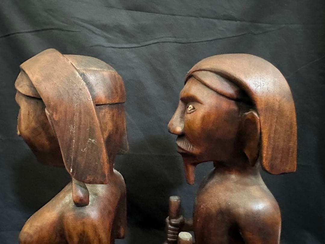 アンティーク パプアニューギニア 木彫り二体セット/ポリネシアン