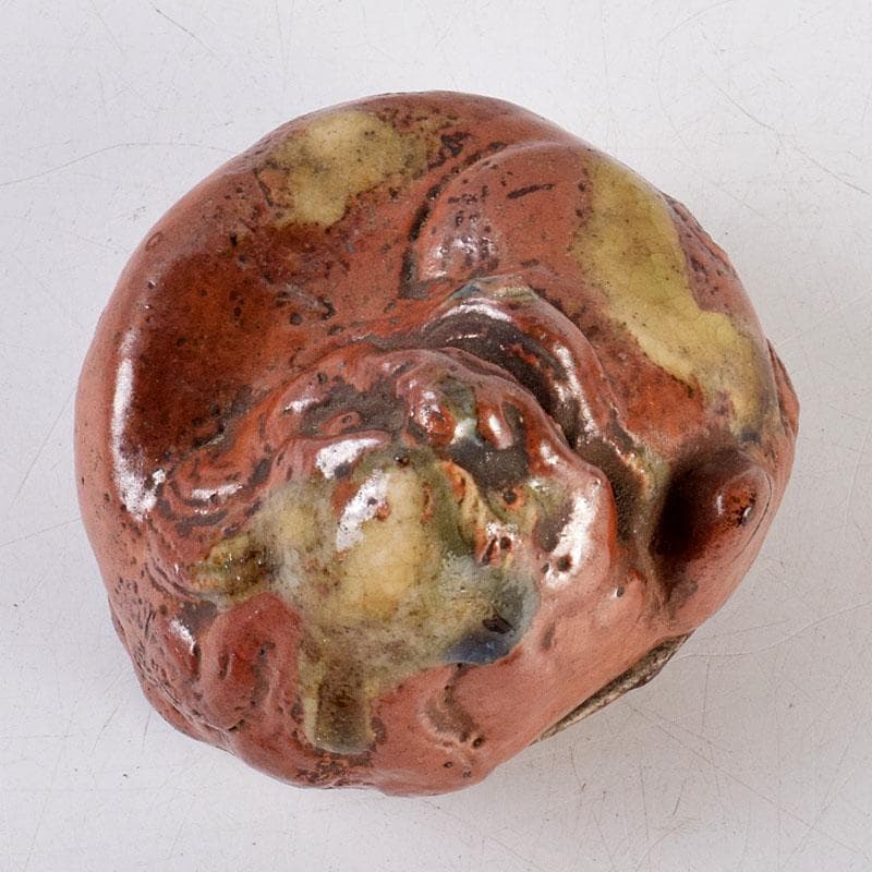 茶道具　尾形乾山作　色絵　獅子香合　時代箱　V　8816