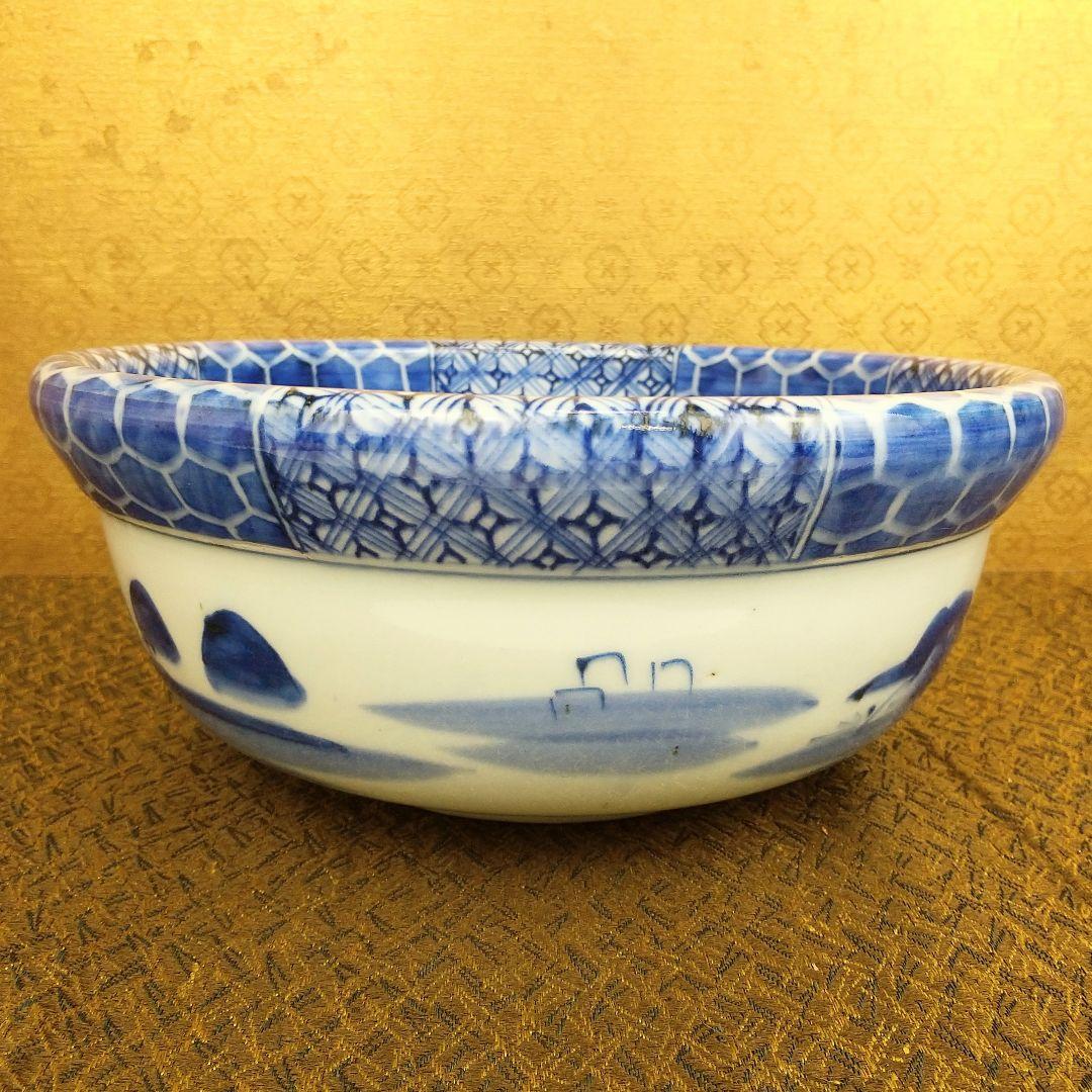 【お値下げしました！】古伊万里　染付　亀甲繋幾何学文　鉢