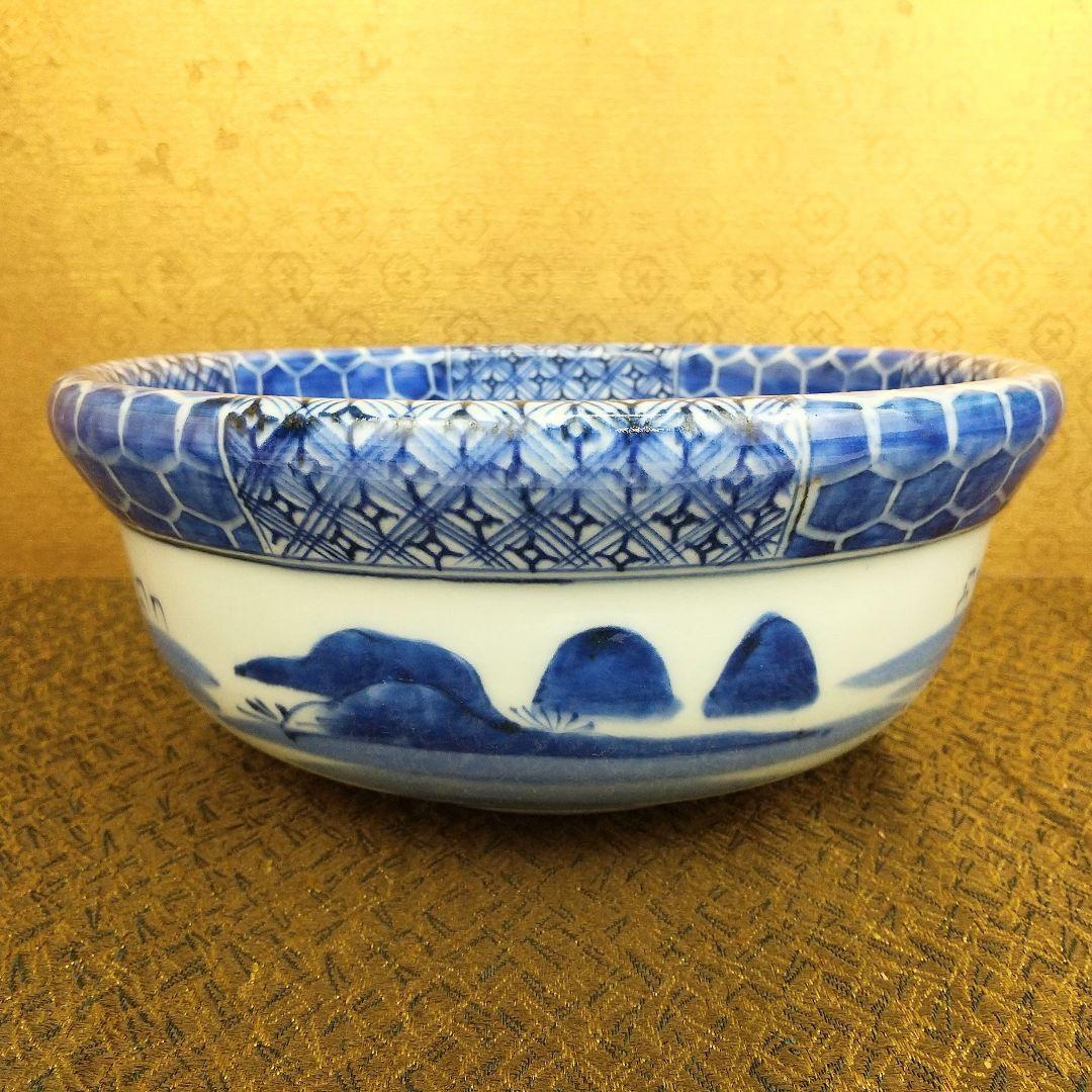 【お値下げしました！】古伊万里　染付　亀甲繋幾何学文　鉢