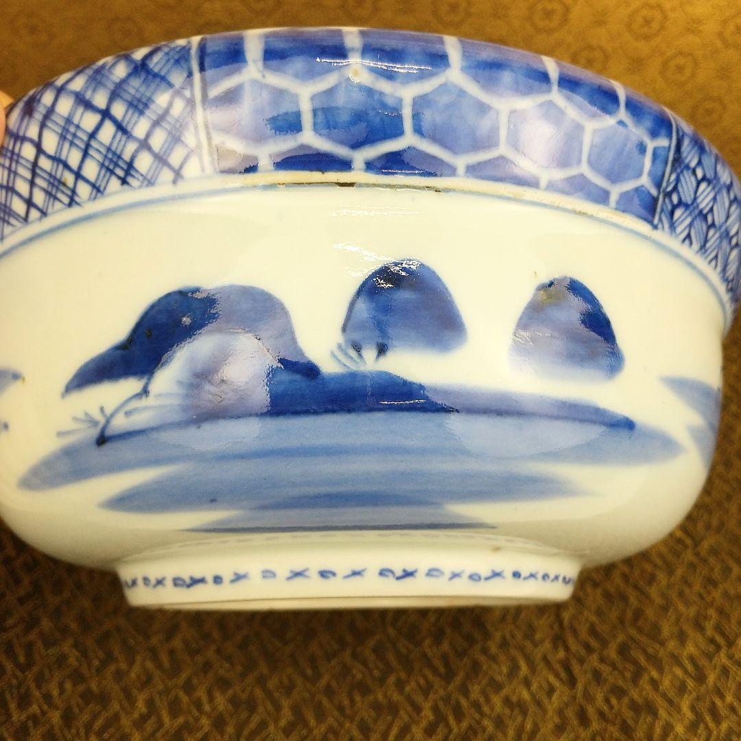 【お値下げしました！】古伊万里　染付　亀甲繋幾何学文　鉢