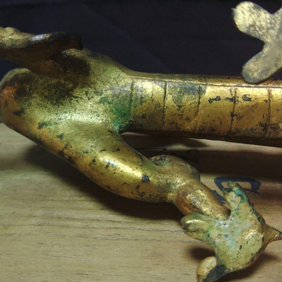 ケンサク　龍　治一作　銅製　置物　ブロンズ　高岡銅器　全長約37cmウ20