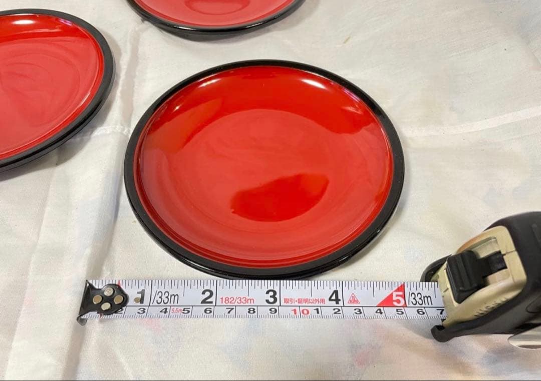 【新品未使用】三越 名匠蒔絵 菓子皿 五枚組 共箱付 朱塗 漆器 銘々皿