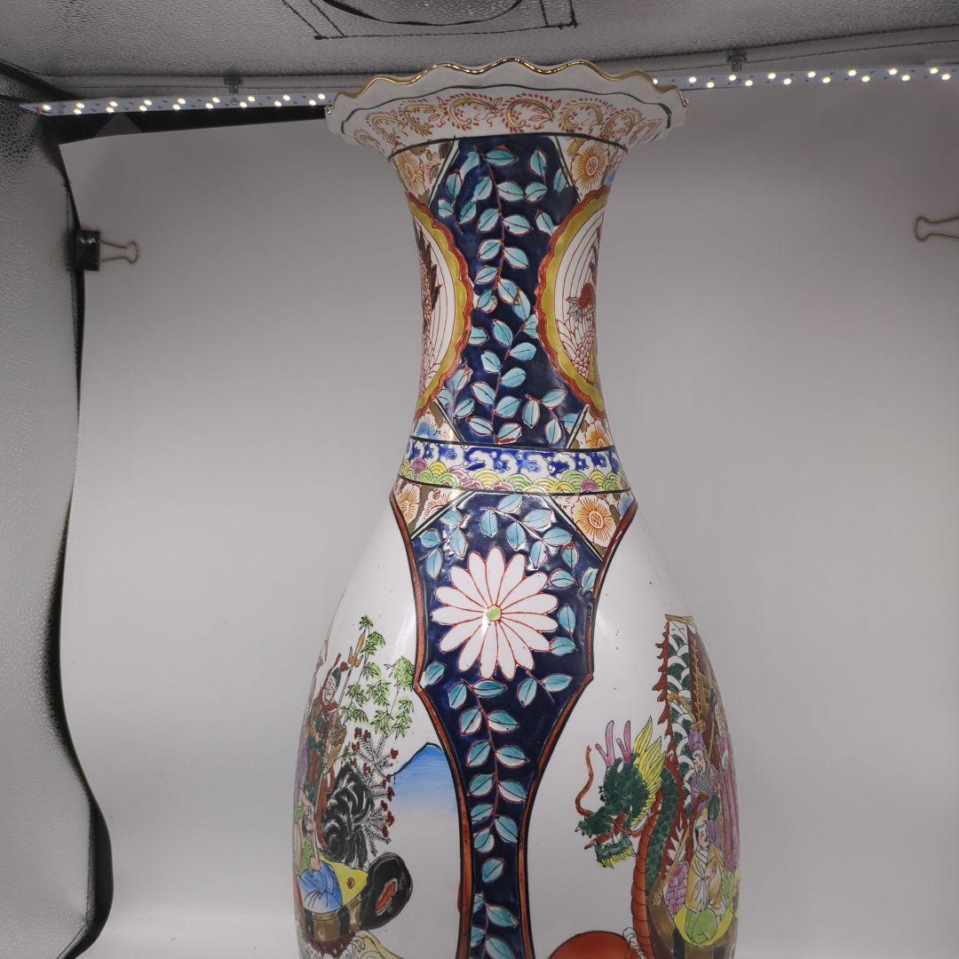 飾り壺　大壺　有田焼き　美人　武士　松　七福神花瓶　金彩　色絵　古美術　骨董